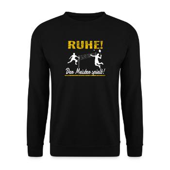 Badminton Geschenkidee Sport Design - Unisex Pullover - Schwarz - Vorne - Alina (178cm) & Michal (187cm)