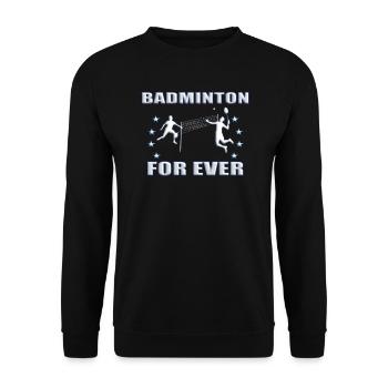 Badminton Geschenkidee Sport Design - Unisex Pullover - Schwarz - Vorne - Alina (178cm) & Michal (187cm)