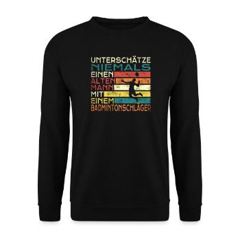 Badminton Geschenkidee Sport Design - Unisex Pullover - Schwarz - Vorne - Alina (178cm) & Michal (187cm)