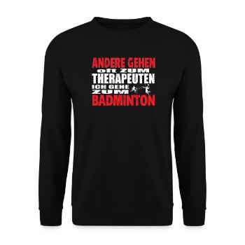 Badminton Geschenkidee Sport Design - Unisex Pullover - Schwarz - Vorne - Alina (178cm) & Michal (187cm)