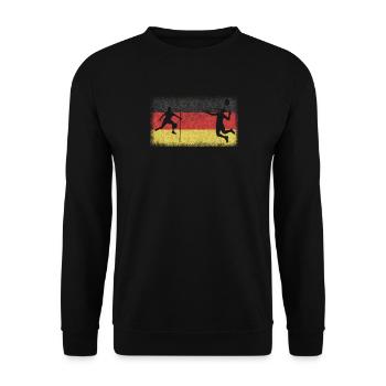 Badminton Geschenkidee Sport Design - Unisex Pullover - Schwarz - Vorne - Alina (178cm) & Michal (187cm)