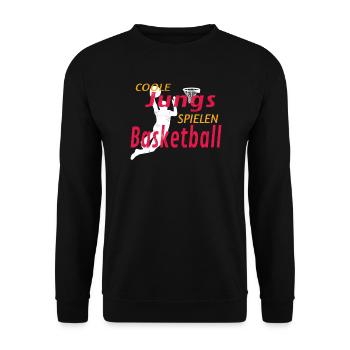 Basketball Geschenkidee Sport Design - Unisex Pullover - Schwarz - Vorne - Alina (178cm) & Michal (187cm)