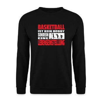 Basketball Geschenkidee Sport Design - Unisex Pullover - Schwarz - Vorne - Alina (178cm) & Michal (187cm)