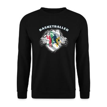 Basketball Geschenkidee Sport Design - Unisex Pullover - Schwarz - Vorne - Alina (178cm) & Michal (187cm)