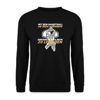 Basketball Geschenkidee Sport Design - Unisex Pullover - Schwarz - Vorne - Alina (178cm) & Michal (187cm)