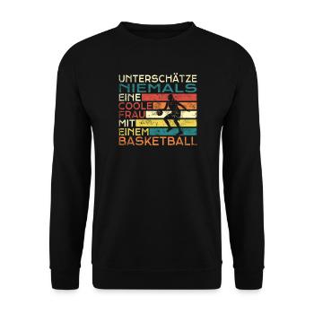 Basketball Geschenkidee Sport Design - Unisex Pullover - Schwarz - Vorne - Alina (178cm) & Michal (187cm)