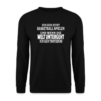 Basketball Geschenkidee Sport Design - Unisex Pullover - Schwarz - Vorne - Alina (178cm) & Michal (187cm)