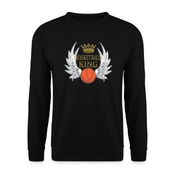 Basketball Geschenkidee Sport Design - Unisex Pullover - Schwarz - Vorne - Alina (178cm) & Michal (187cm)
