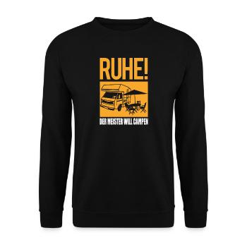 Camper Geschenkidee Camping - Unisex Pullover - Schwarz - Vorne - Alina (178cm) & Michal (187cm)