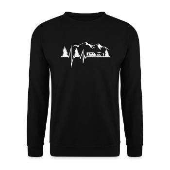 Camper Geschenkidee Camping - Unisex Pullover - Schwarz - Vorne - Alina (178cm) & Michal (187cm)