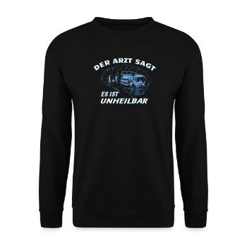 Camper Geschenkidee Camping - Unisex Pullover - Schwarz - Vorne - Alina (178cm) & Michal (187cm)