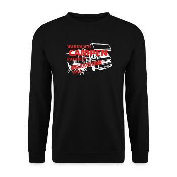 Camper Geschenkidee Camping - Unisex Pullover - Schwarz - Vorne - Alina (178cm) & Michal (187cm)