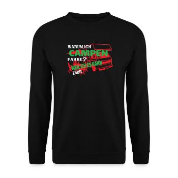 Camper Geschenkidee Camping - Unisex Pullover - Schwarz - Vorne - Alina (178cm) & Michal (187cm)