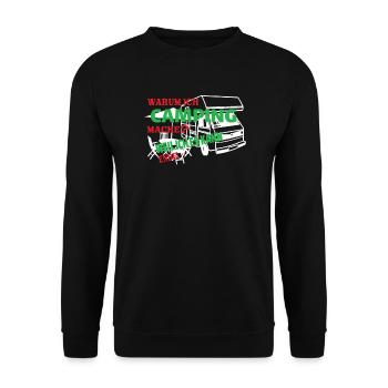 Camper Geschenkidee Camping - Unisex Pullover - Schwarz - Vorne - Alina (178cm) & Michal (187cm)