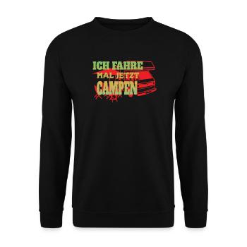 Camper Geschenkidee Camping - Unisex Pullover - Schwarz - Vorne - Alina (178cm) & Michal (187cm)