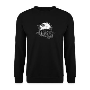 Camper Geschenkidee Camping - Unisex Pullover - Schwarz - Vorne - Alina (178cm) & Michal (187cm)