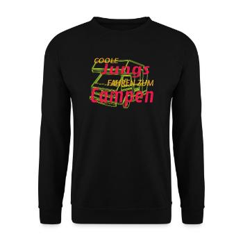 Camper Geschenkidee Camping - Unisex Pullover - Schwarz - Vorne - Alina (178cm) & Michal (187cm)