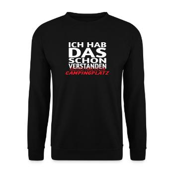 Camper Geschenkidee Camping - Unisex Pullover - Schwarz - Vorne - Alina (178cm) & Michal (187cm)
