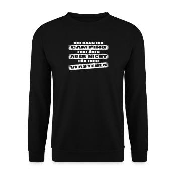 Camper Geschenkidee Camping - Unisex Pullover - Schwarz - Vorne - Alina (178cm) & Michal (187cm)