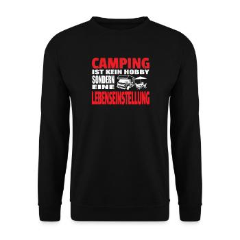 Camper Geschenkidee Camping - Unisex Pullover - Schwarz - Vorne - Alina (178cm) & Michal (187cm)