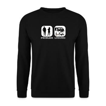 Camper Geschenkidee Camping - Unisex Pullover - Schwarz - Vorne - Alina (178cm) & Michal (187cm)