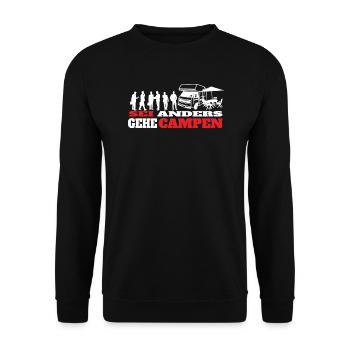 Camper Geschenkidee Camping - Unisex Pullover - Schwarz - Vorne - Alina (178cm) & Michal (187cm)