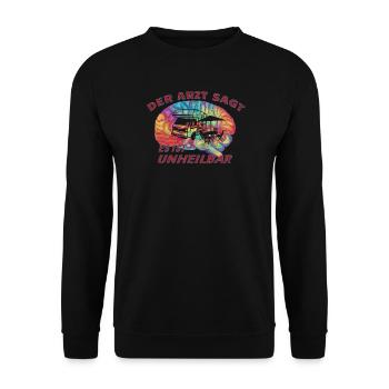Camper Geschenkidee Camping - Unisex Pullover - Schwarz - Vorne - Alina (178cm) & Michal (187cm)
