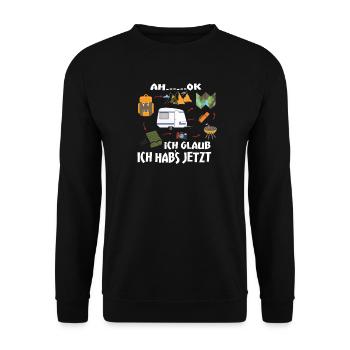 Camper Geschenkidee Camping - Unisex Pullover - Schwarz - Vorne - Alina (178cm) & Michal (187cm)