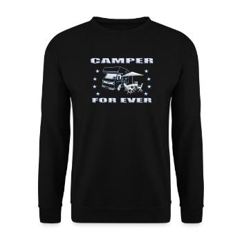 Camper Geschenkidee Camping - Unisex Pullover - Schwarz - Vorne - Alina (178cm) & Michal (187cm)