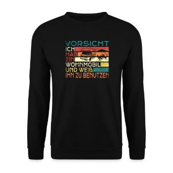 Camper Geschenkidee Camping - Unisex Pullover - Schwarz - Vorne - Alina (178cm) & Michal (187cm)