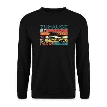 Camper Geschenkidee Camping - Unisex Pullover - Schwarz - Vorne - Alina (178cm) & Michal (187cm)