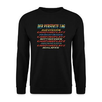 Camper Geschenkidee Camping - Unisex Pullover - Schwarz - Vorne - Alina (178cm) & Michal (187cm)