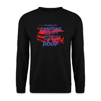 Camper Geschenkidee Camping - Unisex Pullover - Schwarz - Vorne - Alina (178cm) & Michal (187cm)