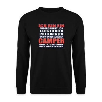 Camper Geschenkidee Camping - Unisex Pullover - Schwarz - Vorne - Alina (178cm) & Michal (187cm)