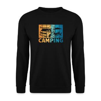 Camper Geschenkidee Camping - Unisex Pullover - Schwarz - Vorne - Alina (178cm) & Michal (187cm)