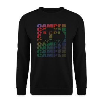 Camper Geschenkidee Camping - Unisex Pullover - Schwarz - Vorne - Alina (178cm) & Michal (187cm)
