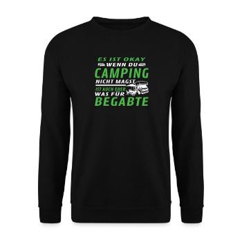 Camper Geschenkidee Camping - Unisex Pullover - Schwarz - Vorne - Alina (178cm) & Michal (187cm)