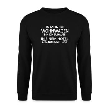 Camper Geschenkidee Camping - Unisex Pullover - Schwarz - Vorne - Alina (178cm) & Michal (187cm)
