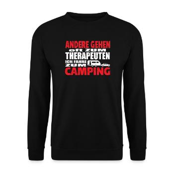 Camper Geschenkidee Camping - Unisex Pullover - Schwarz - Vorne - Alina (178cm) & Michal (187cm)