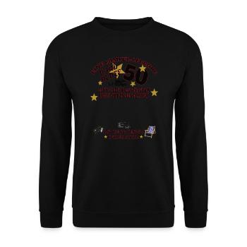 Camper Geschenkidee Camping - Unisex Pullover - Schwarz - Vorne - Alina (178cm) & Michal (187cm)