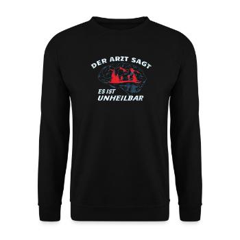 Wandern Zubehör Wanderer Motiv - Unisex Pullover - Schwarz - Vorne - Alina (178cm) & Michal (187cm)