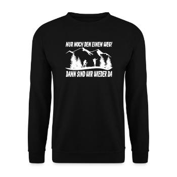 Wandern Zubehör Wanderer Motiv - Unisex Pullover - Schwarz - Vorne - Alina (178cm) & Michal (187cm)