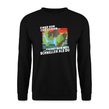 Hiking Accessories Wanderer Motif - Unisex Sweatshirt - black - Front - Alina (178cm) & Michal (187cm)