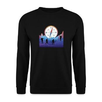 Hiking Accessories Wanderer Motif - Unisex Sweatshirt - black - Front - Alina (178cm) & Michal (187cm)