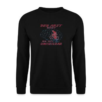 Fahrrad Zubehör Radfahrer Motiv - Unisex Pullover - Schwarz - Vorne - Alina (178cm) & Michal (187cm)