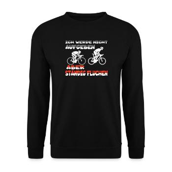 Fahrrad Zubehör Radfahrer Motiv - Unisex Pullover - Schwarz - Vorne - Alina (178cm) & Michal (187cm)
