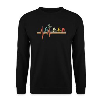 Bicycle Accessories Cyclist Motif - Unisex Sweatshirt - black - Front - Alina (178cm) & Michal (187cm)