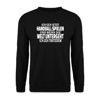 Handball Zubehör handballer Motiv - Unisex Pullover - Schwarz - Vorne - Alina (178cm) & Michal (187cm)