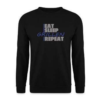 Grillen und Camper Geschenkidee - Unisex Pullover - Schwarz - Vorne - Alina (178cm) & Michal (187cm)