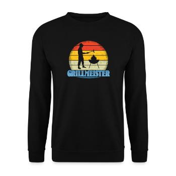 Grillen und Camper Geschenkidee - Unisex Pullover - Schwarz - Vorne - Alina (178cm) & Michal (187cm)